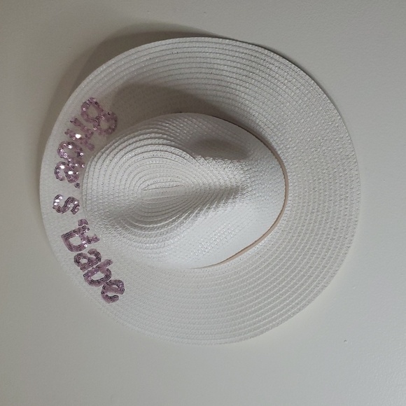 NWT Simply Southern Bride's Babe White Straw Hat Wedding Summer Beach Pink - Picture 4 of 9